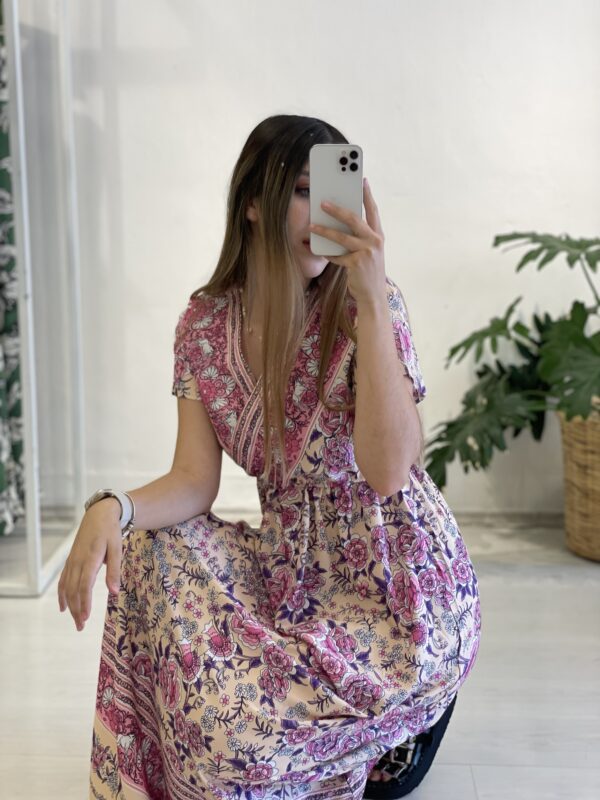 Vestido Floral Print Rosa - Imagen 5