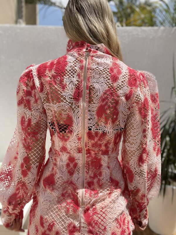 Vestido Corto Crochet Rosa - Imagen 3