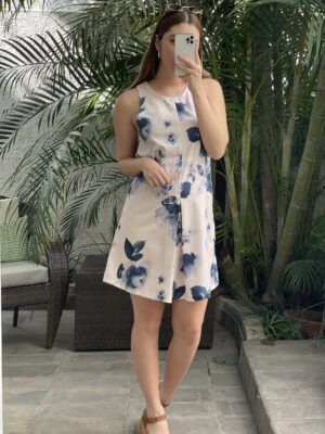 Vestido Corto Cream & Blue