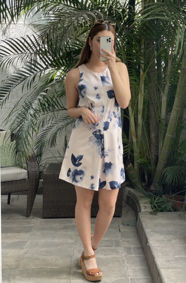 Vestido Corto Cream & Blue