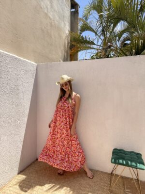 Maxi Vestido Fucsia Print Floral