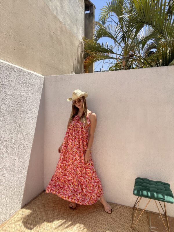 Maxi Vestido Fucsia Print Floral