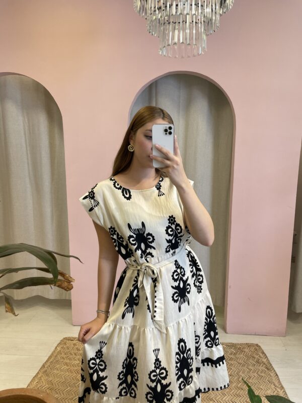 Vestido Cream & Black