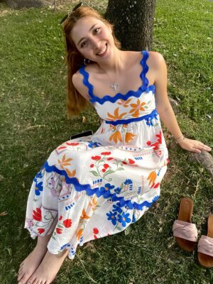 Vestido Print Boho Electric blue