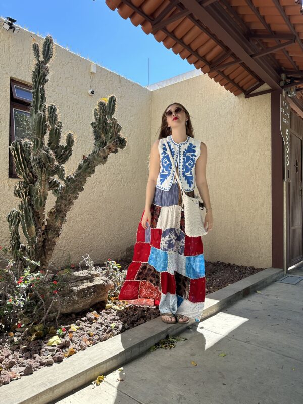 Chaleco Boho Bordado Azul - Imagen 2