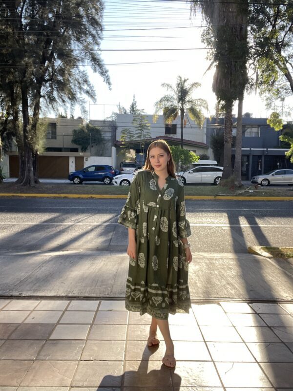 Vestido Verde Floral Print - Imagen 2