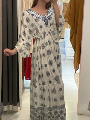 Vestido Bohemio White & Blue