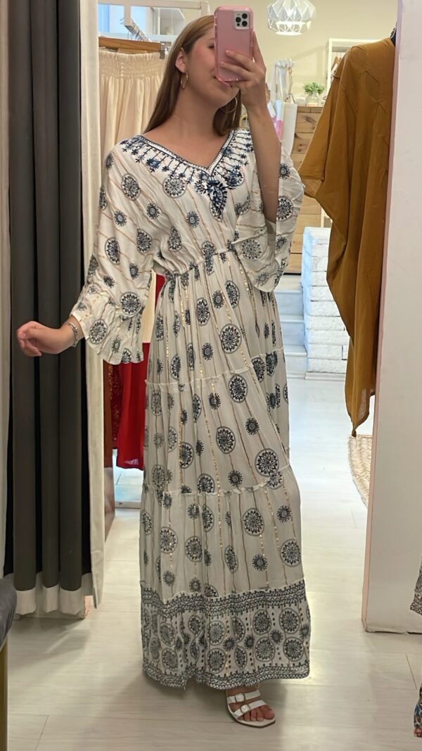 Vestido Bohemio White & Blue