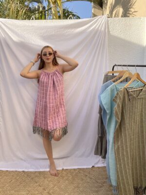 Vestido Rosa Corto de Telar