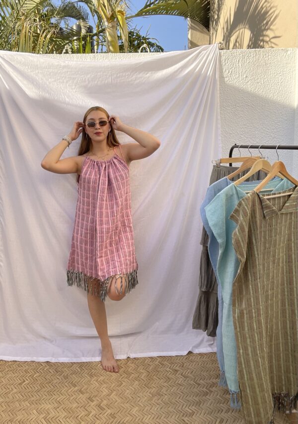 Vestido Rosa Corto de Telar