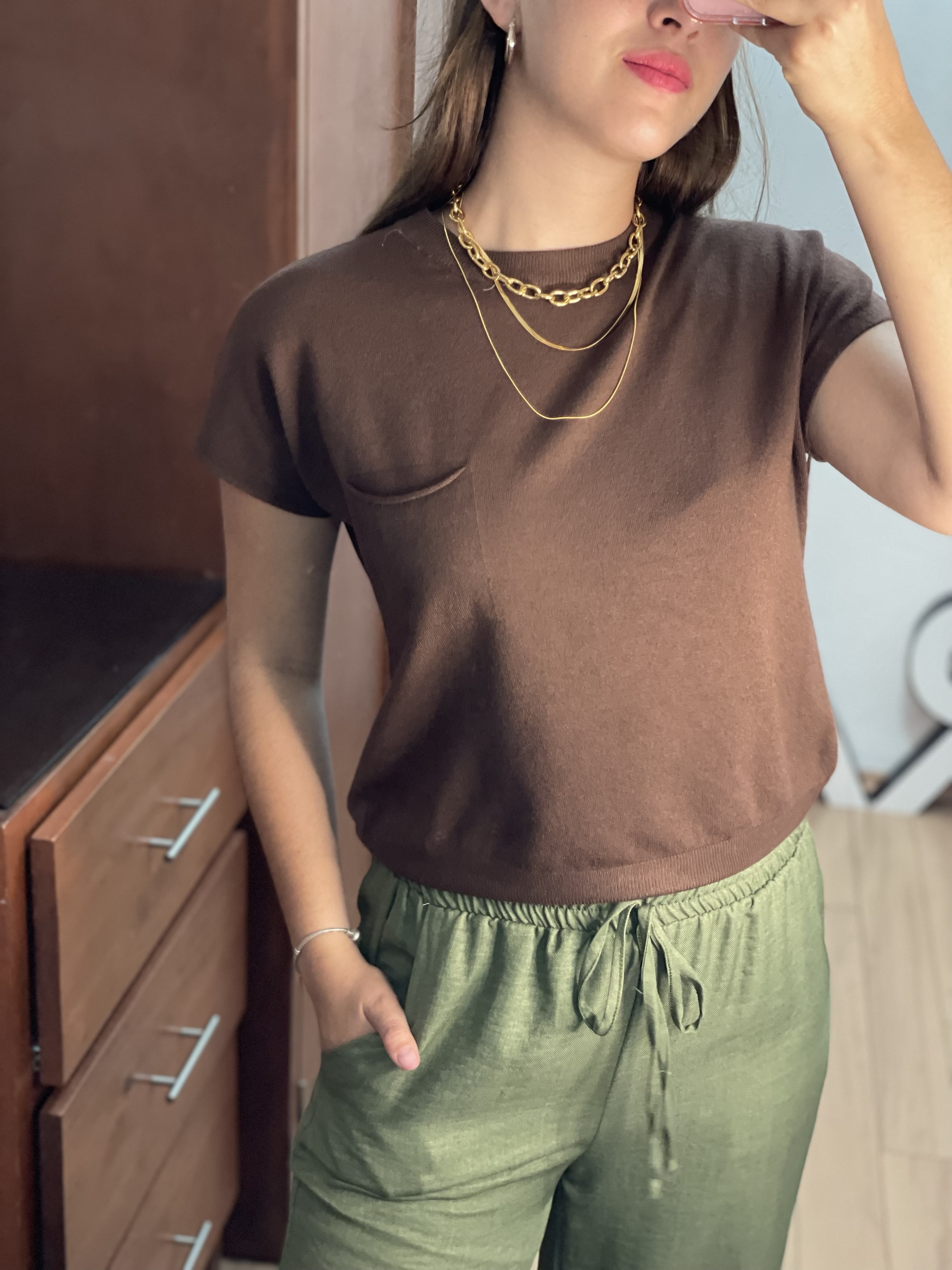 Blusa tejida café