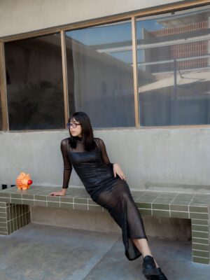 Vestido Negro Largo Cuello de Tortuga