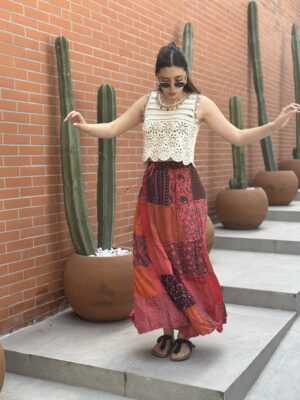 Falda Patchwork Naranja