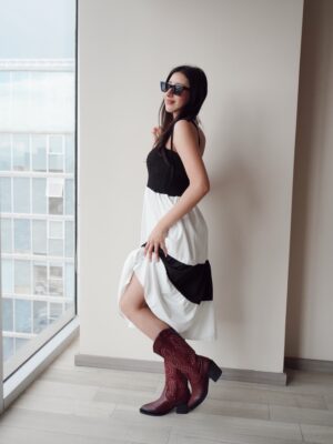 Vestido Midi Black and White